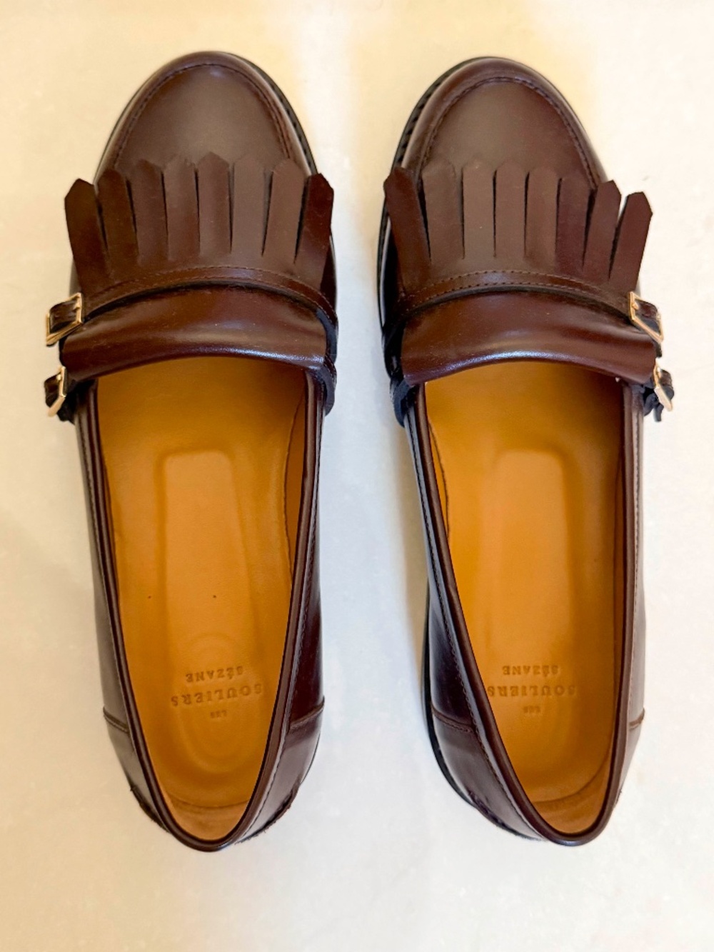 Sezane JOEY LOAFERS Glossy Chocolate Size 8 NWOB